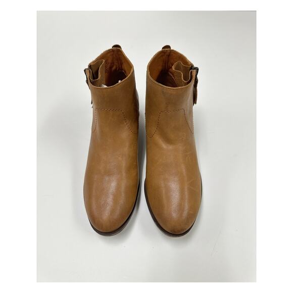 Lucky Brand Blandre Women 6 Shoes Brown Leather Pull Up Ankle Bootie Casual Zip - Picture 2 of 12